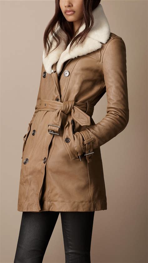 burberry fur collar trench coat|burberry brit trench coat women's.